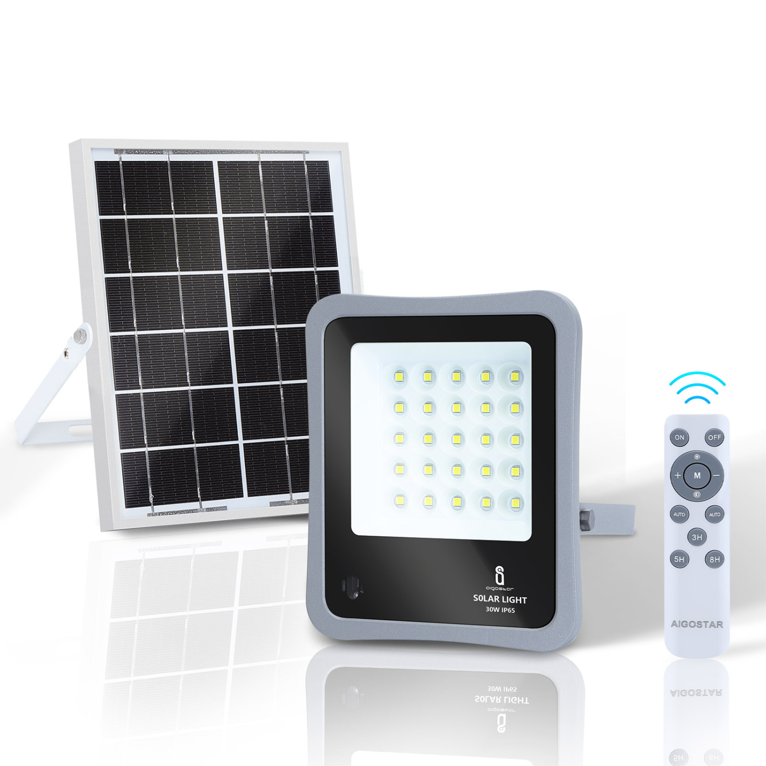 Foco Solar Led 30W 6500K Aigostar c/ Controlo Remoto
