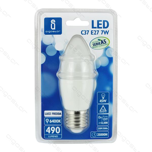 Lâmpada LED E14 5W 3000K Luz Quente 400 Lúmens A5 C37 Aigostar