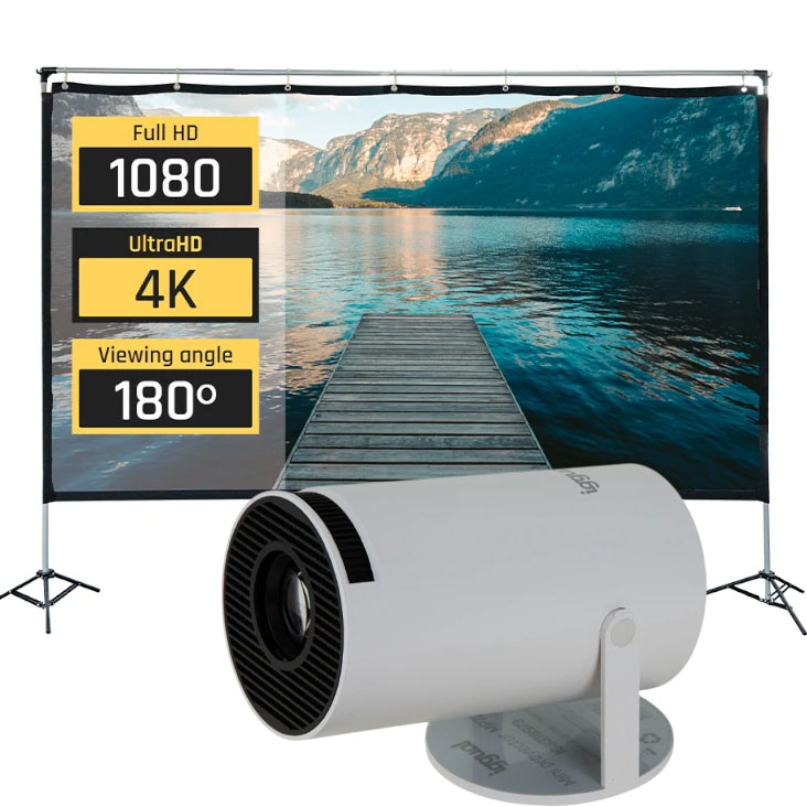 Pack Exterior Mini Projector HD + Tela 120" Iggual