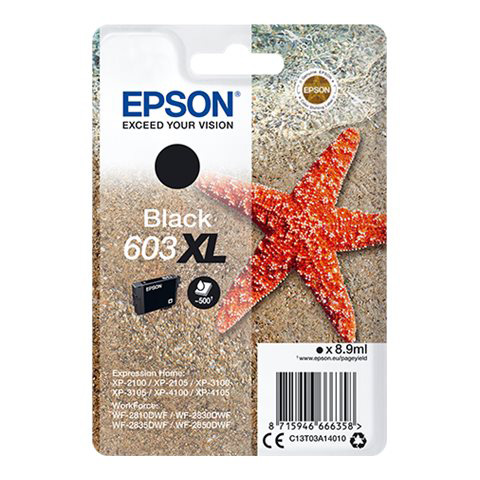 Tinteiro Epson 603XL Preto Original Série Estrela do Mar (C13T03A14010)
