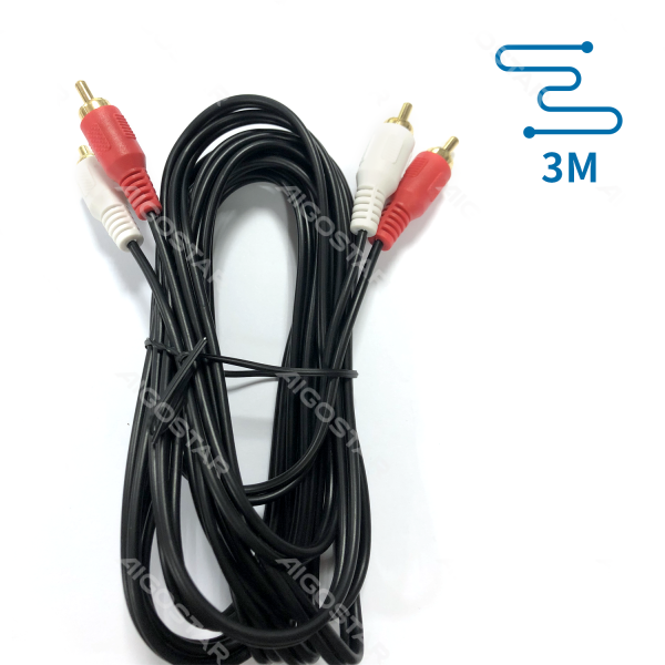 Cabo 2RCA macho - 2RCA macho (2x áudio) Aigostar - 3 Metros