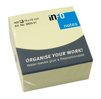 Bloco de Notas Adesivo Amarelo Info Notes 75x75 (400 folhas)