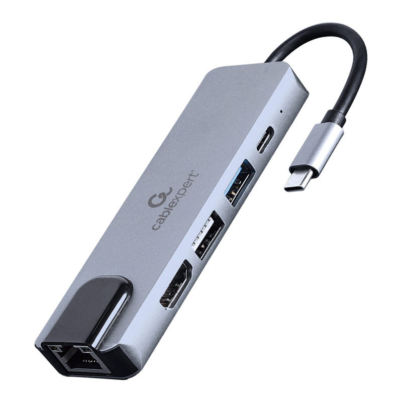 Adaptador Gembird USB-C 5-in-1 (Hub + HDMI + PD + LAN)