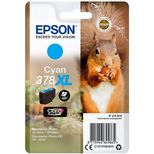 Tinteiro Epson 378 XL Azul Original Série Esquilo (C13T37924010)