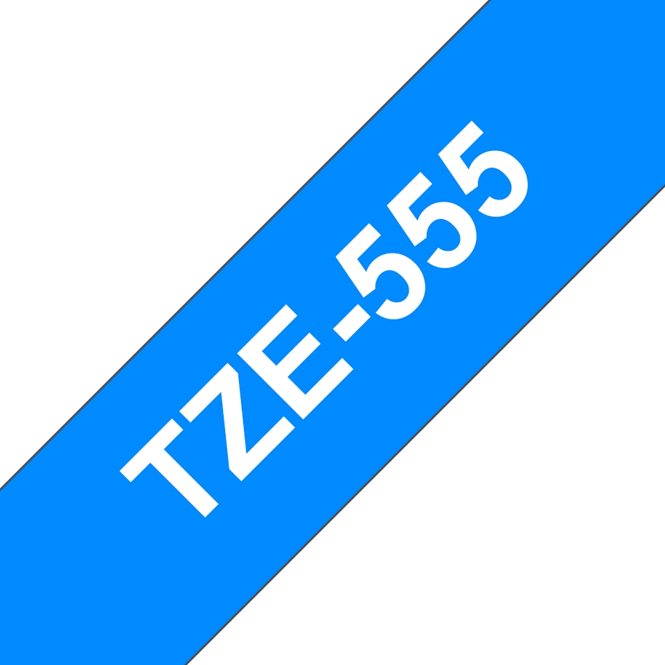 Fita Laminada Compatível Brother TZE-555 - 24mm x 8 metros Branco / Azul
