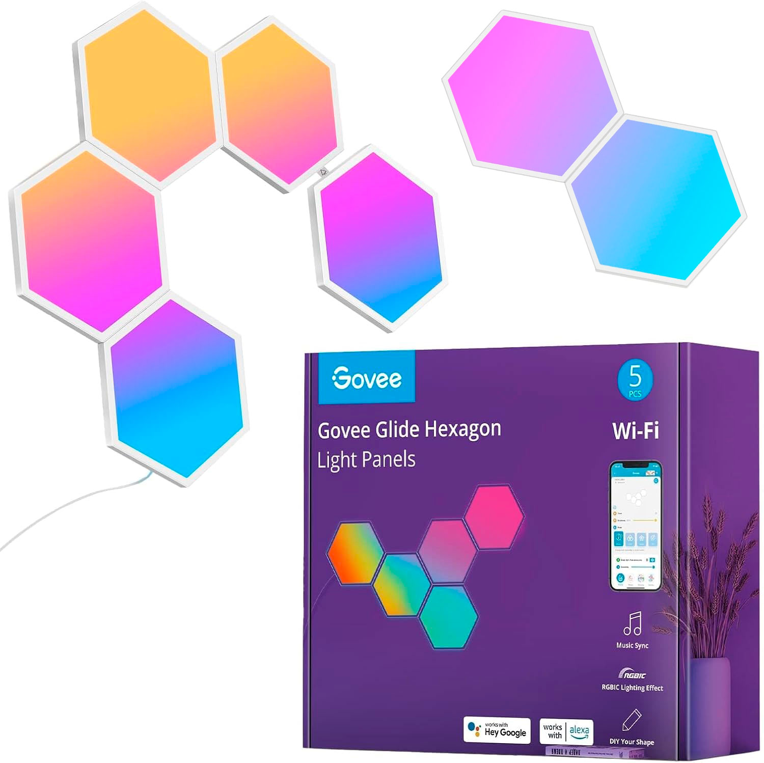 Painéis de Luz Govee Glide Hexa (7 unidades)