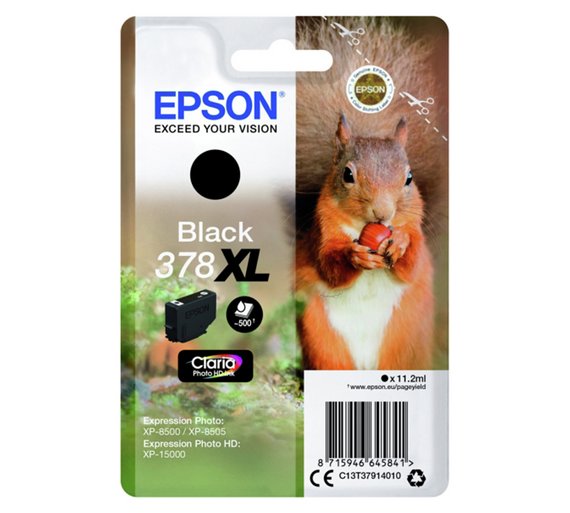 Tinteiro Epson 378 XL Preto Original Série Esquilo (C13T37914010)