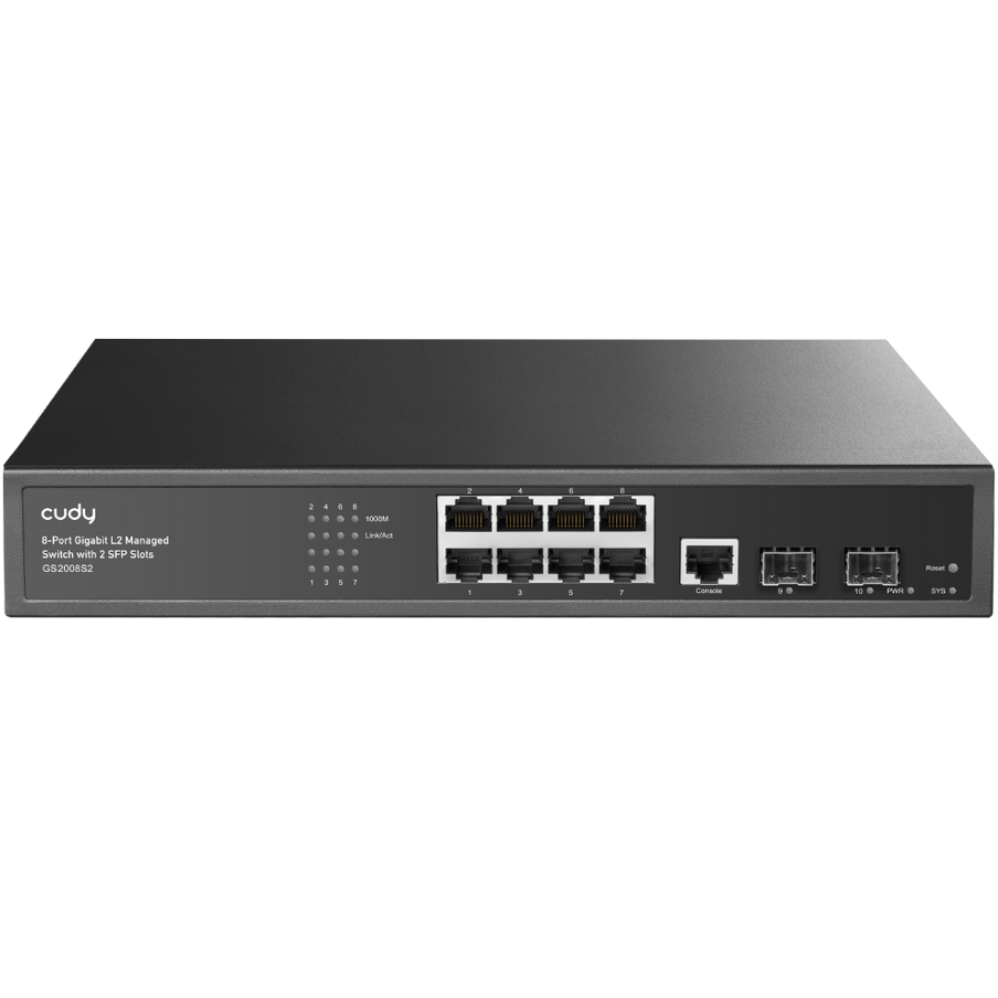 Switch Cudy GS2008S2 Administrado L2 Gigabit 8 Portas + 2 Portas Gigabit SFP
