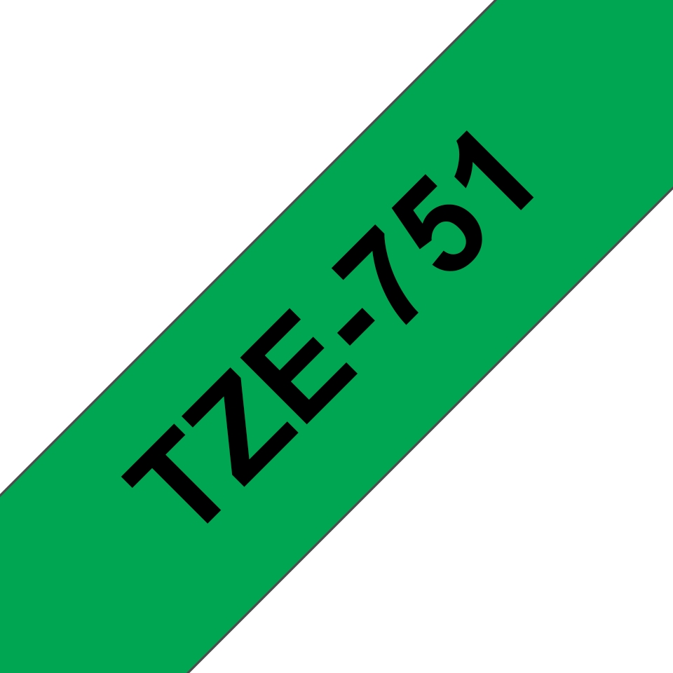 Fita Laminada Compatível Brother TZE-751 - 24mm x 8 metros Preto / Verde
