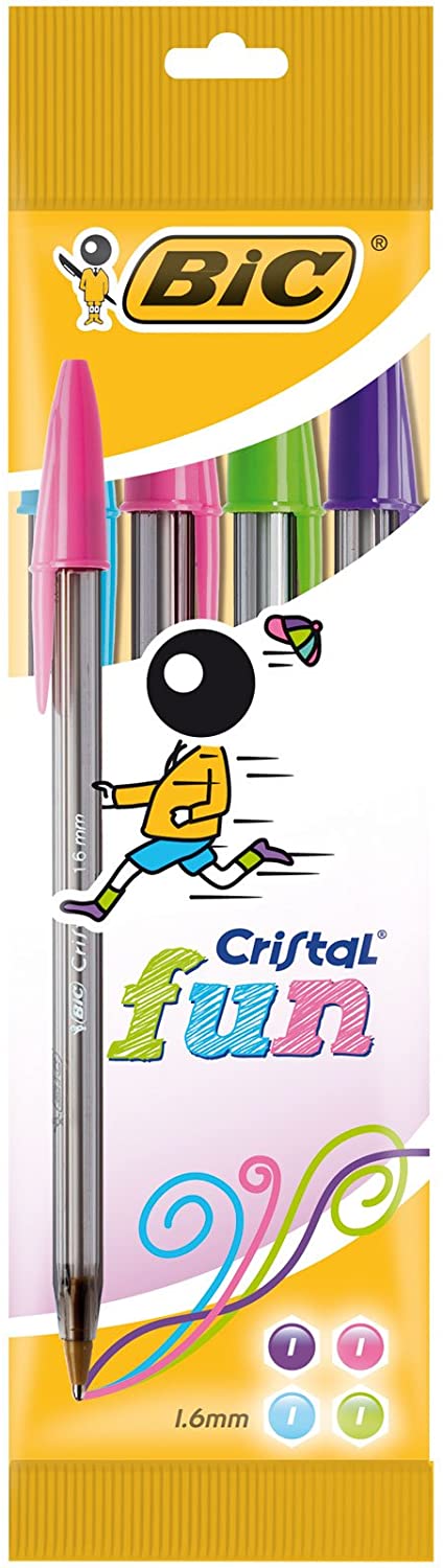 Esferográfica BIC Cristal Fun 1.6mm Pack 4 Cores Sortidas