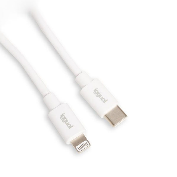 Cabo USB-C / Lightning 1 Metro Branco Q3.0 3A Iggual