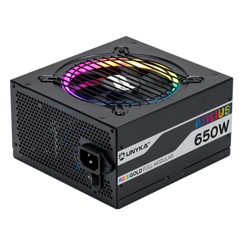 Fonte Unykach Atilius RGB 650W Modular 80 PLUS Gold Preta