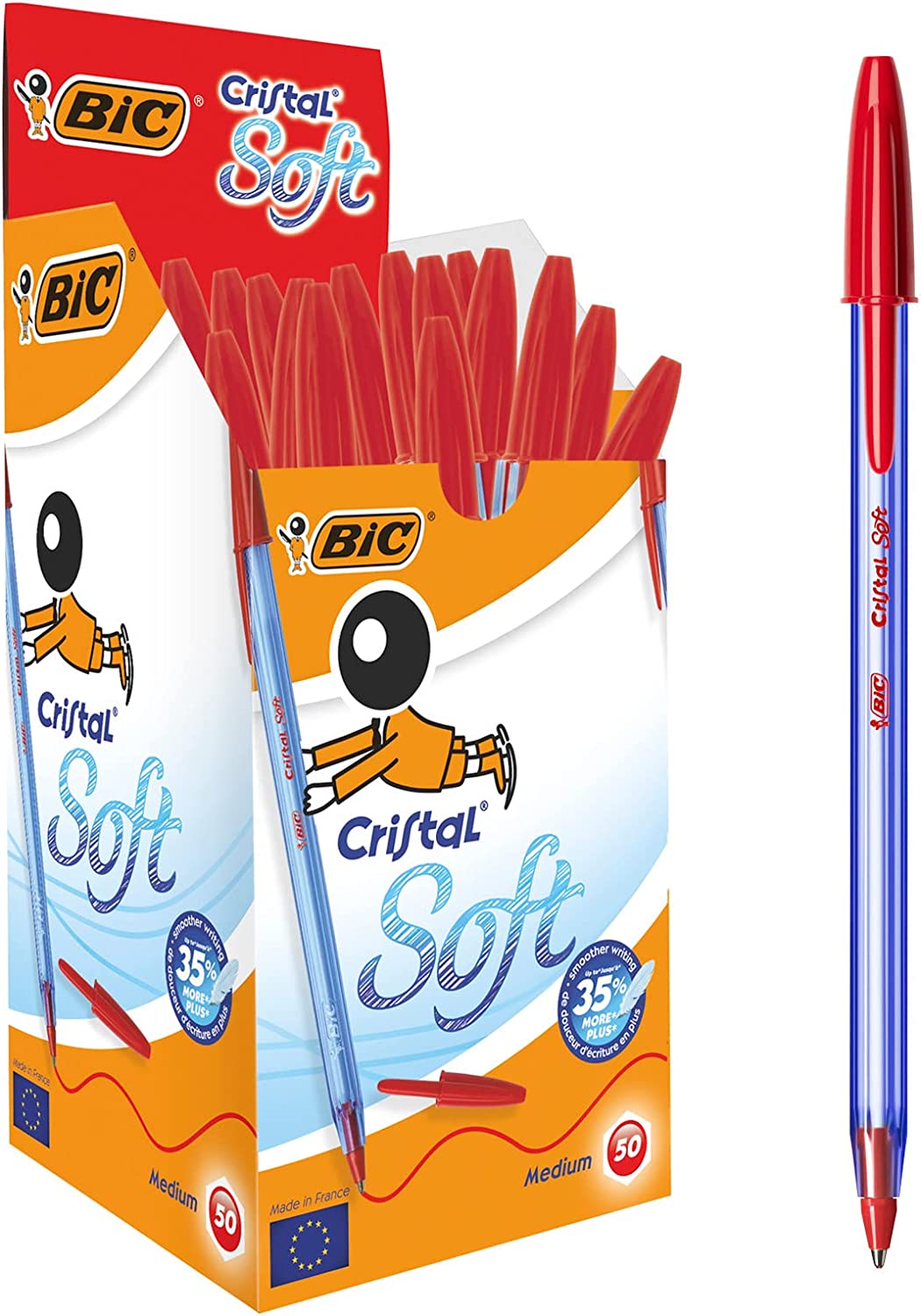Esferográfica BIC Cristal Soft Medio 1.2mm Vermelho - Pack 50