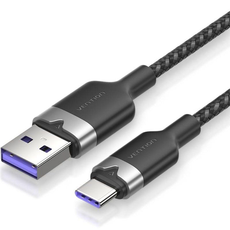 Cabo USB 2.0 para Tipo-C Vention até 100W 480Mbps 2 Metros preto