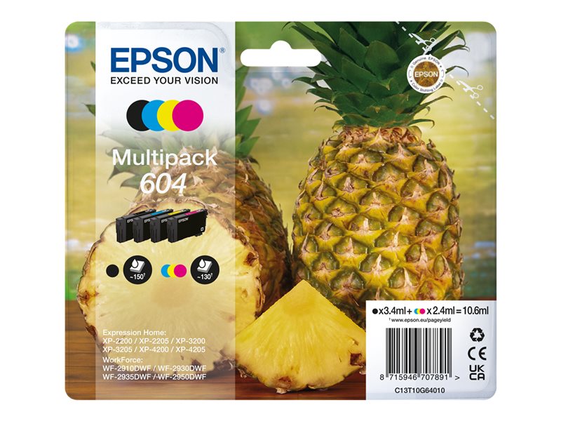 Multipack 4 Tinteiros Epson 604 Originais (C13T10G64010)