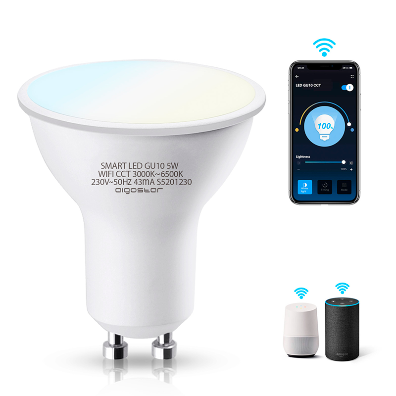 Lâmpada Smart LED WiFi CW GU10 5W Aigostar