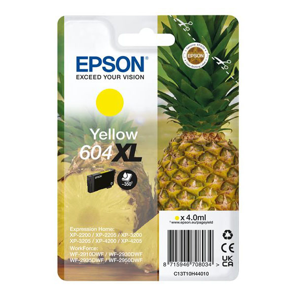 Tinteiro Epson 604XL Amarelo Original Série Ananás (C13T10H44010)