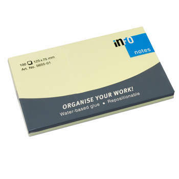 Bloco de Notas Adesivo 100 folhas Amarelo Info Notes 75x125 - Pack 12 unidades