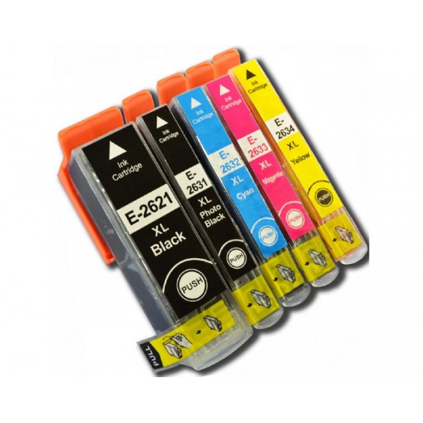 Conjunto 5 Tinteiros Epson 26 XL - ref. T2621/T2631/2/3/4