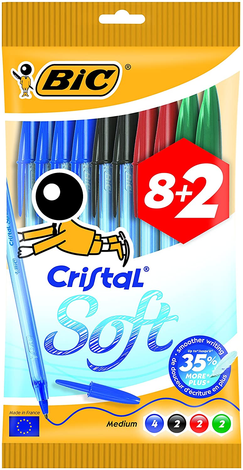 Esferográfica Bic Cristal Soft Multicores 1.2mm - Pack 10 unidades