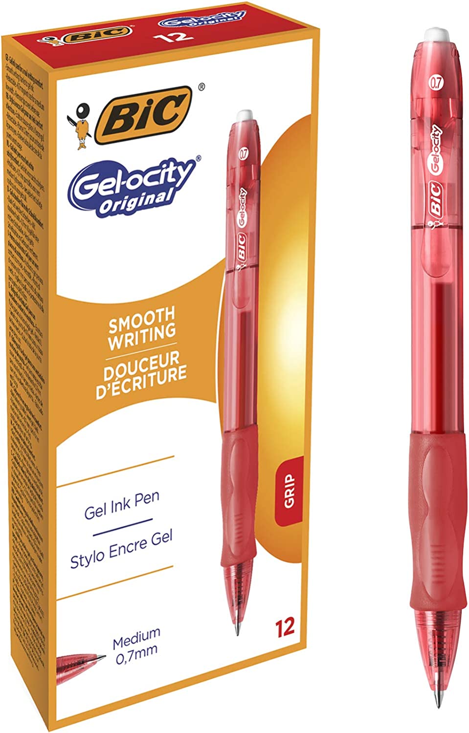 Esferográfica BIC Gel-Ocity Original Tinta Gel Retráctil 0.7mm Vermelho Pack 12 unidades