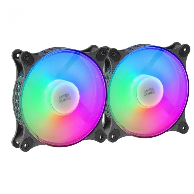 Pack 2 Ventoinhas Mars Gaming MFDUO 12cm FRGB Preto
