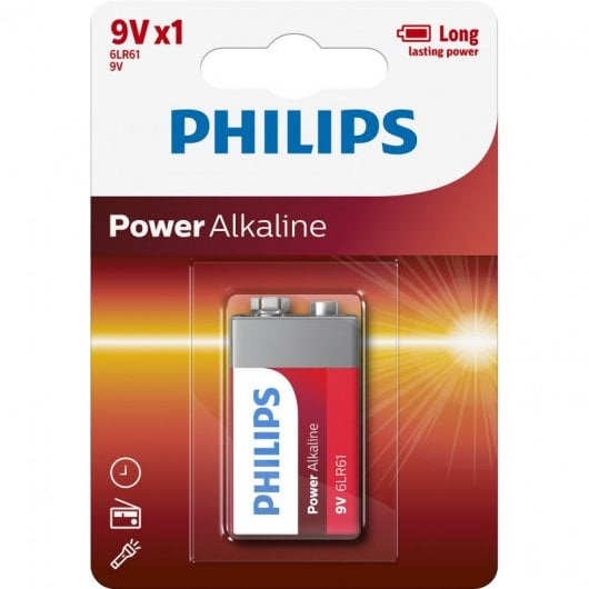 Pilha Alcalina Philips 9V 6LR61 - 6LR61P1B/10