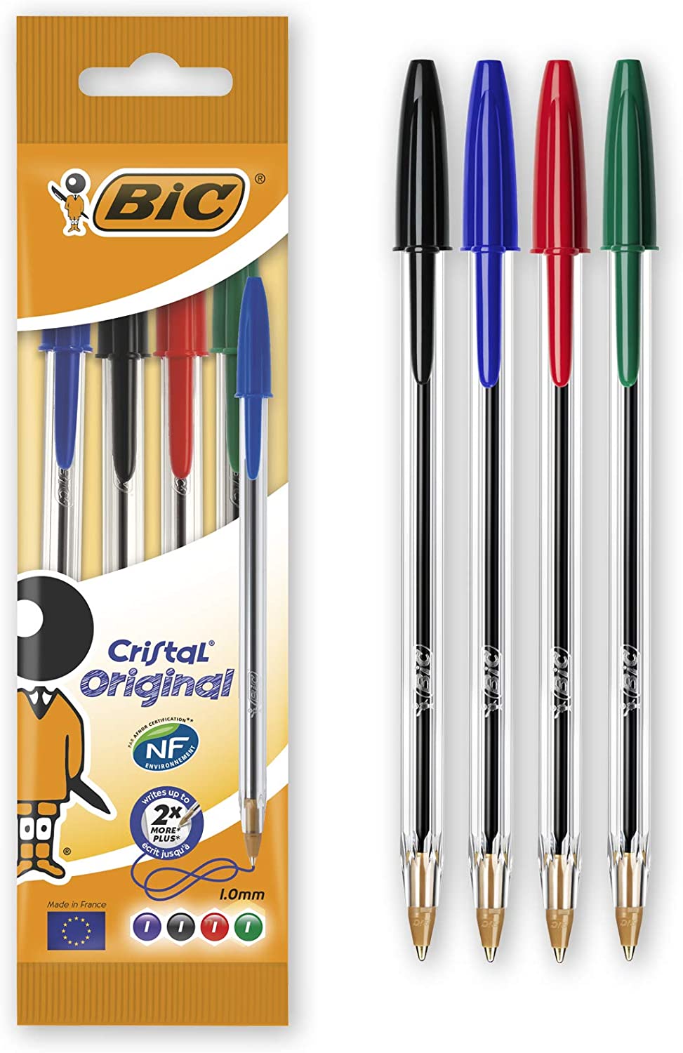 Esferográfica Bic Cristal Original Multicores 1.0mm Pack 4 unidades