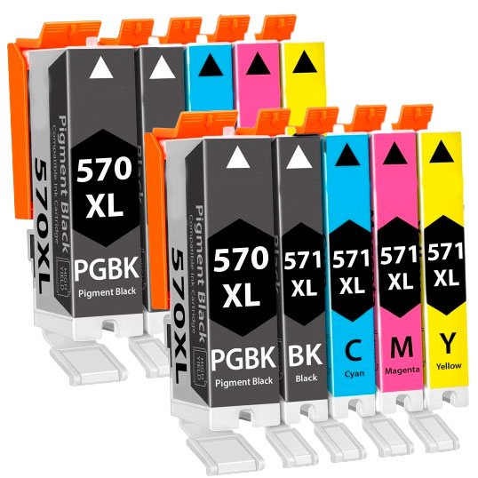 Conjunto 10 Tinteiros Canon PGI-570 / CLI-571 Compatíveis