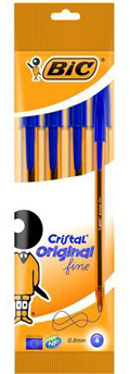Esferográfica Bic Cristal Original Fine 0.8mm Pack 4 unidades