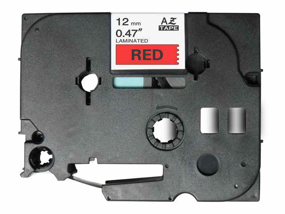 Fita Laminada Compatível Brother TZE-431 - 12mm x 8 metros Preto/Vermelho