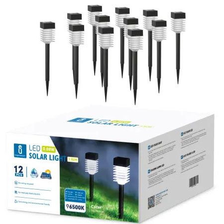 Pack 12 - Luz Solar Exterior IP44 6500K 0.08W Led Aigostar Cinza