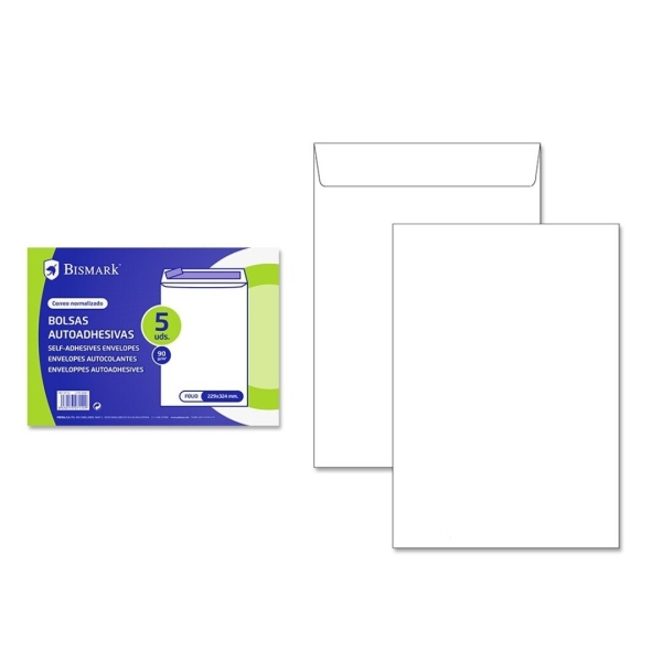 Envelopes Brancos C4 (229X324mm) c/tira de silicone - Pack 5 unidades