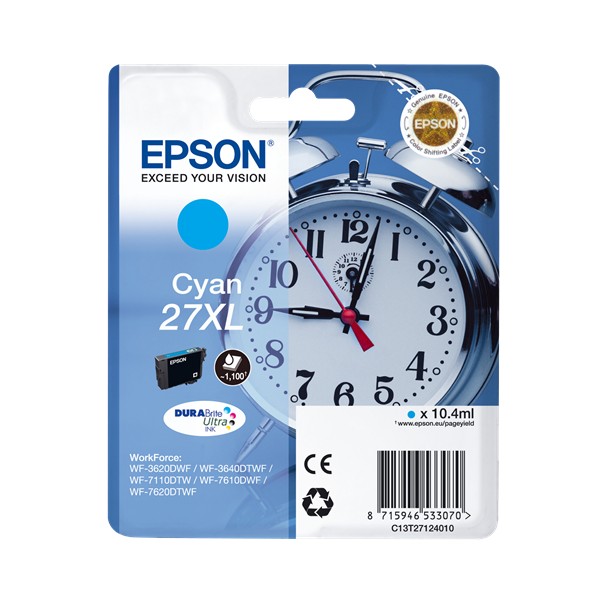 Tinteiro Epson 27 XL Azul Original Série Despertador (C13T27124012)