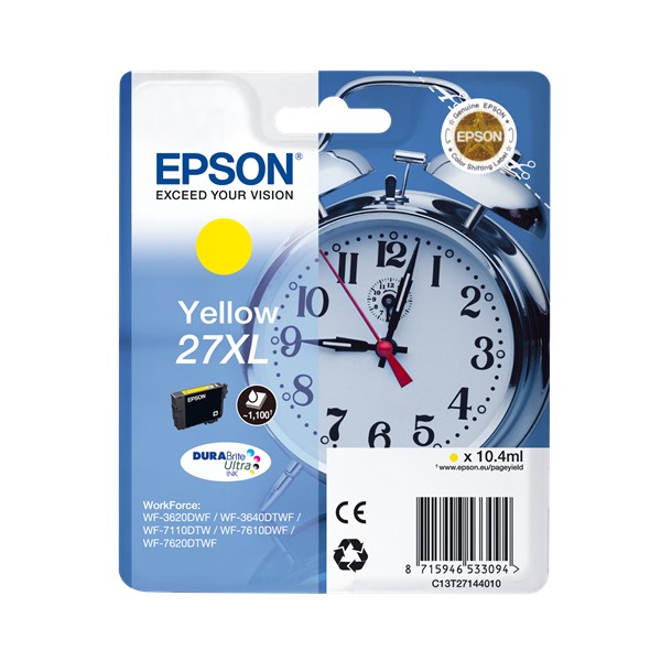 Tinteiro Epson 27 XL Amarelo Original Série Despertador (C13T27144012)