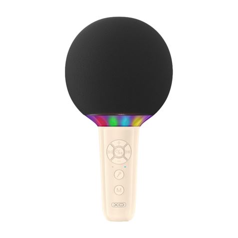 Microfone sem fios XO BE50 - Karaoke - 5W - Bluetooth 5.3 - Iluminação LED - Bege