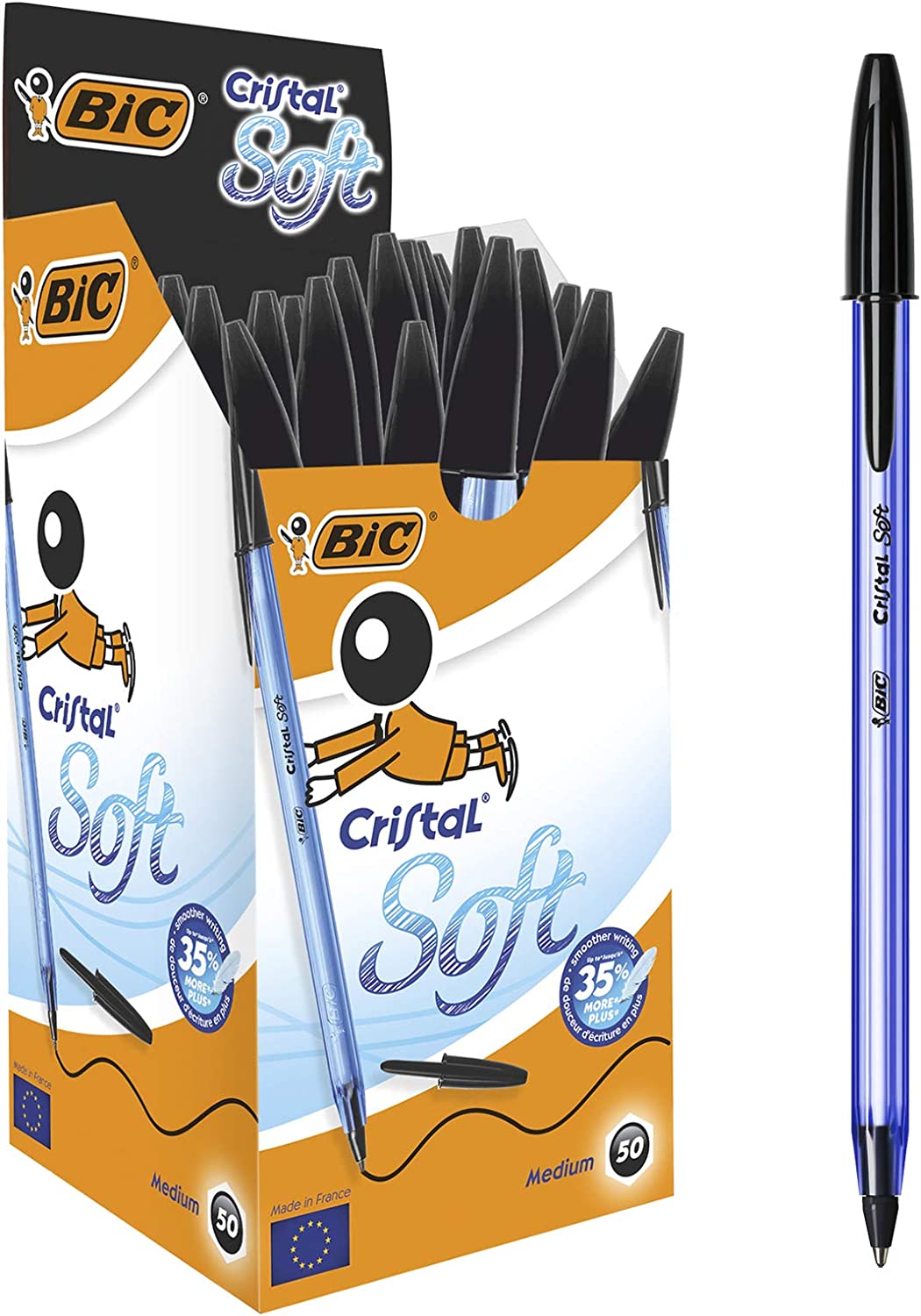 Esferográfica BIC Cristal Soft Medio 1.2mm Preto - Pack 50