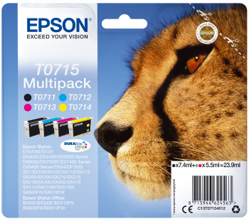 Conjunto 4 Tinteiros Epson T0715 Original Série Chita (C13T07154020)