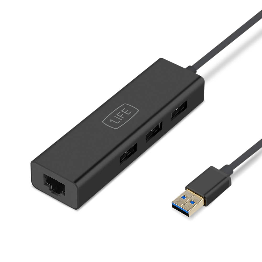Hub 3 Portas USB 3.0 e RJ45 Gigabit 1Life usb:hub 3