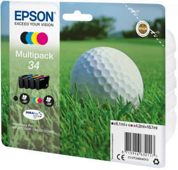 - Conjunto 4 Tinteiros Epson 34 Originais Série Bola de Golfe (C13T34664010)