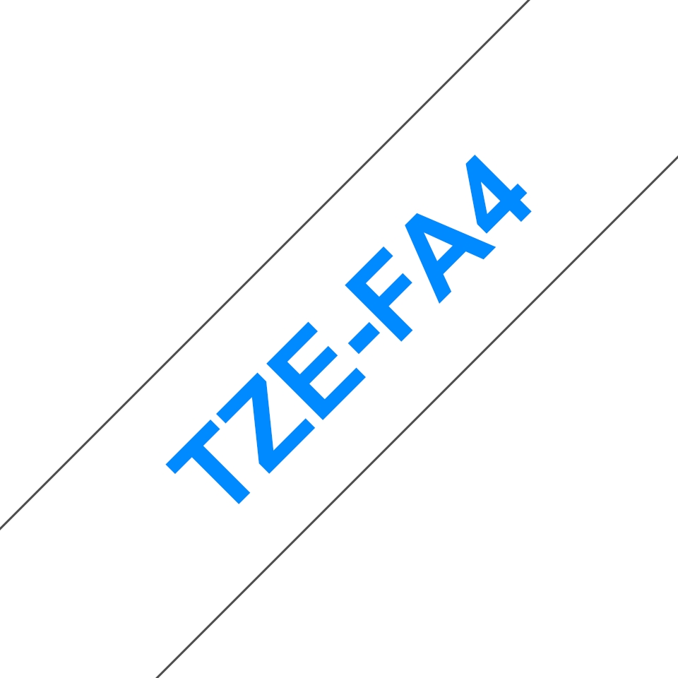 Fita Textil Compatível Brother TZE-FA4 - 18mm x 3 metros Azul / Branco