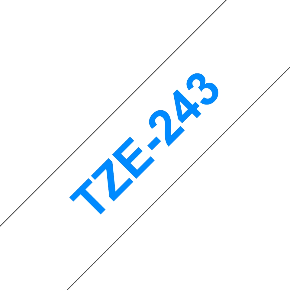 Fita Laminada Compatível Brother TZE-243 - 18mm x 8 metros Azul/Branco