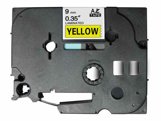 Fita Laminada Compatível Brother TZE-621 - 9mm x 8 metros Preto/Amarelo