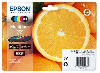Conjunto 5 Tinteiros Epson 33 Originais Série Laranjas (C13T33374021)