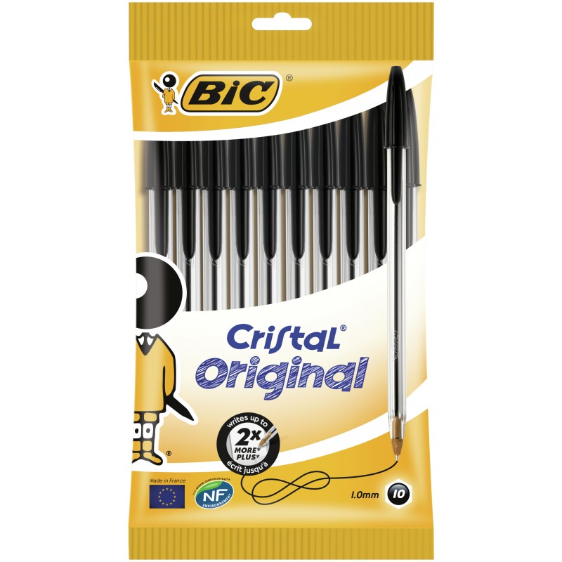 Esferográfica Bic Cristal Original Preto 1.0mm Pack 10 unidades