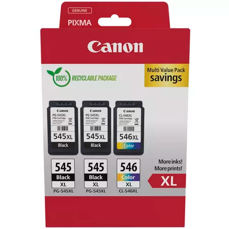 Conjunto 3 Tinteiros Canon 2x PG-545XL + CL-546XL Originais