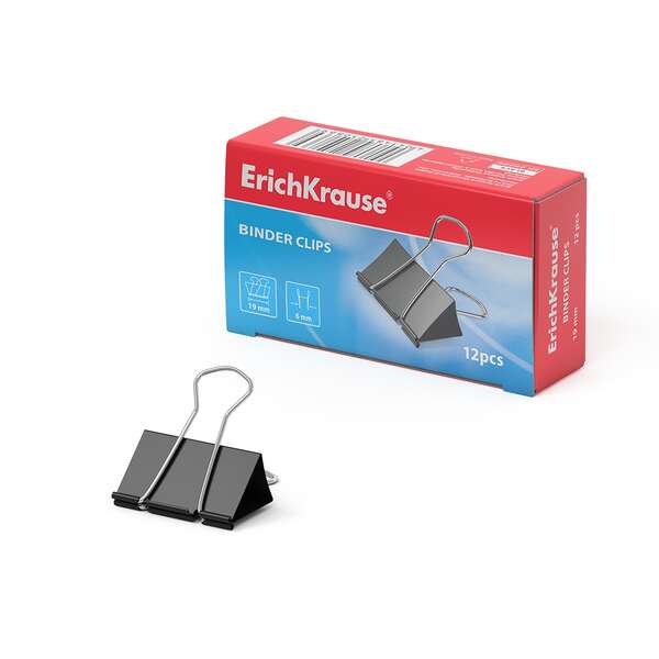 Prendedor Papel Binder Clip 19mm Erichkrause - Pack 12