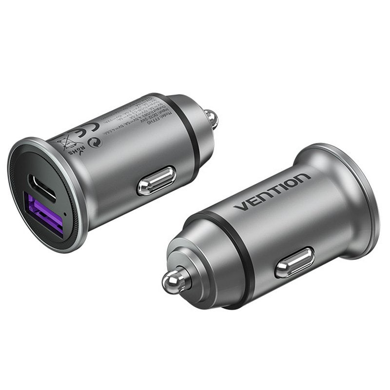 Carregador de Carro Vention 1x USB-Tipo C + 1x USB 30W