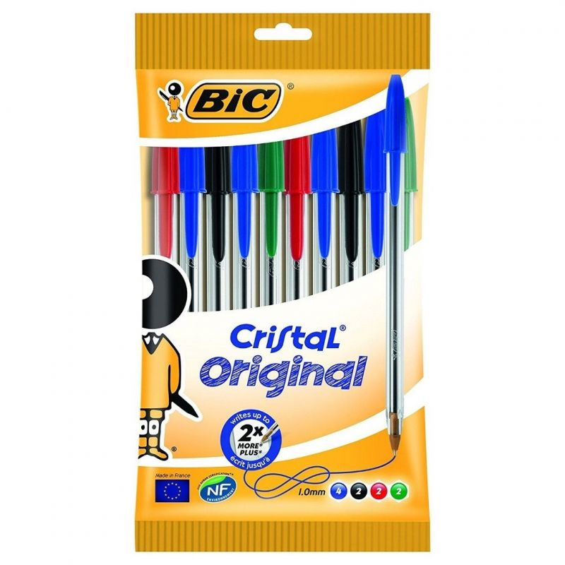 Esferográfica Bic Cristal Original Multicores 1.0mm Pack 10 unidades
