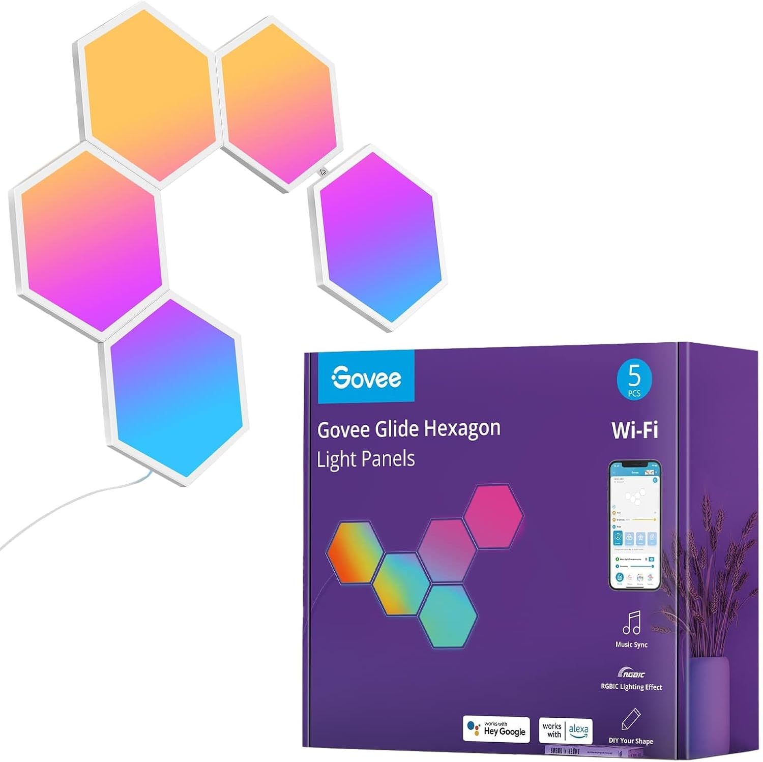 Painéis de Luz Govee Glide Hexa (5 unidades)